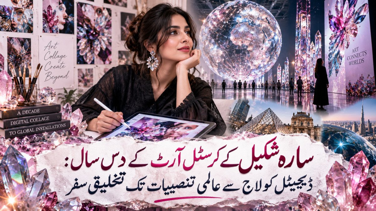 سارہ شکیل کے کرسٹل آرٹ کے دس سال: ڈیجیٹل کولاج سے عالمی تنصیبات تک تخلیقی سفر