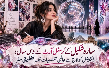 سارہ شکیل کے کرسٹل آرٹ کے دس سال: ڈیجیٹل کولاج سے عالمی تنصیبات تک تخلیقی سفر
